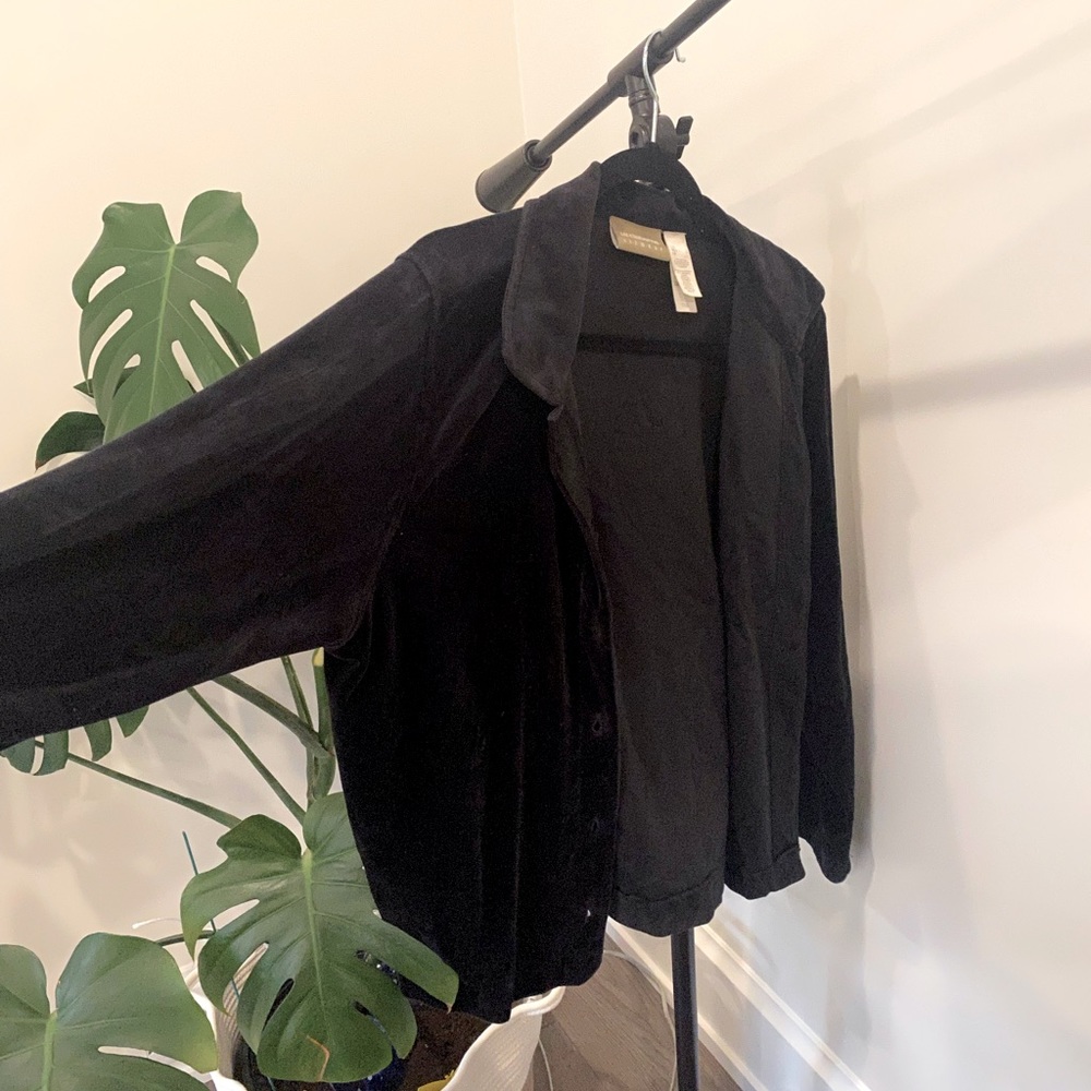 Liz Claiborne Black Velvet Button cardigan top